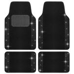 Carbella Crystal Two Tone Carpet Car Floor Mats - Black Rhinestone Bling Style Auto Accessories