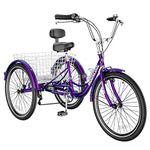 MOONCOOL Adult Tricycles 3 Wheel 7 Speed Trikes, 20/24 / 26 inch Adult Trikes 3 Wheeled Bike with Basket for Seniors, Women, Men.