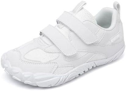 KUBUA Kids Barefoot Shoes Toddler Boys Girls Minimalist Zero Drop Sneakers for Sports Running Walking Tennis Hiking Pure White 9.5 Toddler