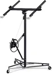 11 Ft Drywall Lift,Drywall Rolling Lifter Panel,150LBS Heavy Duty Sheetrock Lift Drywall Lift,Drywall Lift Panel Hoist Jack with 360° Adjustable Telescopic Arm & 3 Lockable Wheels (11ft Black)