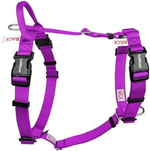 LufeLux Non-Restrictive No-Pull Dog Harness, Neck Buckle Desgin, Six Points Adjustment, Sewn-in Instructions Labels, for Medium Dog Chest(21-30 inches), Purple
