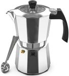 Cafe Du Chateau Espresso Maker (6 cup) Transparent Top Lid, High Gloss Finish, with Coffee Clip Spoon - Coffee Percolator