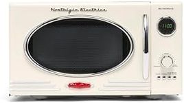 Nostalgia Retro Countertop Microwave Oven - Large 800-Watt - 0.9 cu ft - 12 Pre-Programmed Cooking Settings - Digital Clock - Kitchen Appliances - Ivory