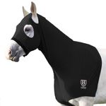 Harrison Howard Horse Stretch Hood Without Ears Snug Fitting Hood with Zip Closure Covers Face, Shoulders, Mane, Chest and Withers Perfect for Show/Event Preparation - Black