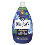 Comfort Ultimate Care Fresh Sky Ultra-Concentrated Fabric Conditioner bottle made of 100% recycled plastic* for complete clothes protection 870 ml (58 washes)