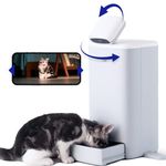 HHOLOVE Automatic Cat Feeder with Camera, 2k HD Video Night Vision, 5G/2.4G Pet Feeder with 2-Way Audio, Cat Food Dispenser with Low Food Alert and Blockage Sensor, Non-Subscription Version