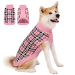 ThinkPet Large Dog Sweater - Dog Christmas Sweaters for Large Dogs Girl Boy - Dog Clothes Knitted Warm Soft for Cold Weather(Houndstooth-Pink,4XL)