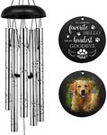 ASTARIN Personalized Pet Memorial Wind Chime, Loss of Dog Wind Chimes Outdoor Sympathy, 30’‘ Customized Photo Name Pet Remembrance Gift to Honor and Remember a Dog, Cat, or Other Pet,Silver