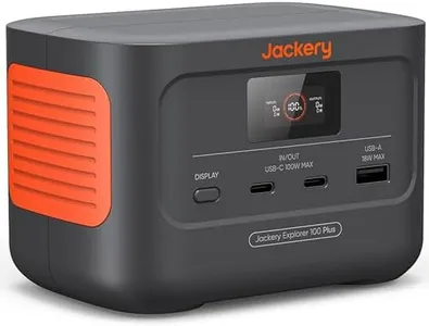 Jackery Explorer 100 Plus Power Station, 99Wh LiFePO4 Battery Power Bank, 3-Port 128W Portable Charger, PD 3.0 Fast Charge, Compatible with MacBook Pro/Air, iPhone 15/14 Series (Solar Panel Optional)