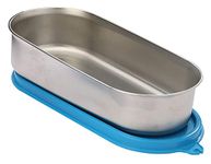 SignoraWare 650ml Flat Oval Stainless Steel Container with lid, Food Grade BPA Free, Airtight and Leak Proof Lid, Freezer and Dishwasher Safe Box, 0.5mm Container Thickness, Anti-Rust (Blue)