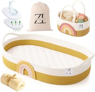 ZEAL'N LIFE Baby Changing Basket w/Diaper Basket, Baby Blanket & Baby Changing Pad and Waterpoof Cover, Premium Handmade Cotton Rope Reinforced Moses Baskets Changing Table Topper (Coffee)