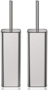 DOWRY Stainless Steel Toilet Bowl Brush and Holder for Bathroom Storage Organization Deep Cleaning Covered Brush Cleaner,Nickel Square 2PCS