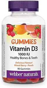 Webber Naturals 1000 IU Mixed Berry Peach Vitamin D3 90 Gummies