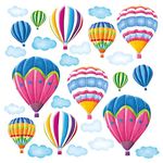 DECOWALL SG-1301N2 12 Hot Air Balloons in The Sky Kids Wall Stickers Decals Peel and Stick Removable for Nursery Bedroom Living Room Art murals Decorations