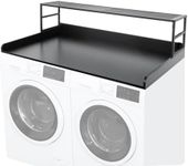 Drifop Washer Dryer Countertop with Shelf, 27.5" W x 54" L Laundry Countertop with Edge Rails, Laundry Topper for Washer and Dryer with Non-Slip Pads, Black(Wooden