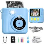GREENKINDER Kids Camera Instant Print, 2.4'' Instant for Kids with 32GB Card & 3 Rolls Print Paper, 1080P HD Kids Digital Camera, Birthday Kids Toys Gifts for Boys & Girls Age 3-12