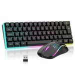 RedThunder K62 Wireless 60% RGB Gaming Keyboard and Mouse Combo, UK Layout 62 Keys Ultra Compact Backlit Mini Keyboard, Lightweight Cellular Optical Mouse, Portable Set for PC PS5 Xbox Gamers (Black)