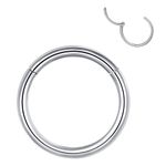 Popuhoops 18g 7mm Hinged Hoop Nose Ring Silver Septum Ring 316L Surgical Steel Hoop 18 Gauge Cartilage Earring Nose Piercing Body Jewelry Helix Daith Tragus Earrings Septum Jewelry Clicker Lip Rings