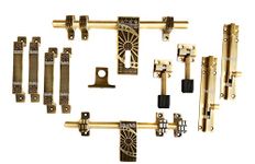 Kinfolk 123 Double Door Antique Door kit Set, Door Fitting Set, Door Accessories (12"-1 Aldrop, 10"-1 Latch, 4 Handles, 2 Tower Bolt and 2 Door Stopper, Finish : Antique Brass)