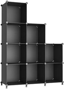 AWTATOS Cube Storage Organizer Modular Storage Cubes Bookshelf Stackable Closet Storage Shelves DIY Plastic 9 Cube Organizer Shelving, Ideal Storage Solution for Bedroom, Home Office, Black