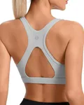 RUNNING GIRL Sports Bras for Women High Support,Moulded Cup Racerback High Impact Workout Crop Tops for Women Large Bust(WX2997 ICY Grey XXL)