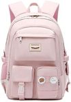 Aesthetic Backpacks for School, Waterproof and Portable Large Capacity School Backpack, Back to School Supplies Laptop School Backpacks for Teen Girls College Student Backpack (Pink)