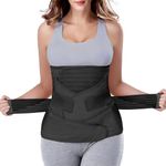 ChongErfei 3 in 1 Postpartum Belly Wrap - Belly/Waist/Pelvis Belt Black Postpartum Belly Band (L, Black)