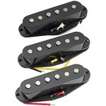 Artec SSA-12 Vintage Staggered Alnico 5 Single Coil Pickups Neck Middle Bridge Pickups Set for Strat Style Electric Guitar, Black