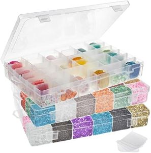 Juvale 3 Pack Bead Storage Organizer Box with 36 Grids and Removable Dividers - Plastic Container Tray for Craft, Jewelry and Earrings