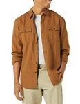 Amazon Essentials Men's Slim-Fit Long-Sleeve Two-Pocket Flannel Shirt, Toffee Brown, Large