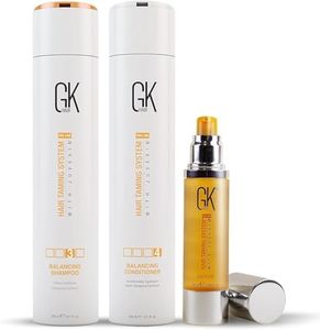 GK HAIR Global Keratin Balancing Shampoo and Conditioner Sets with Serum for Color Treated Hair Daily Use Cleansing Dry to Normal Sulfate Paraben-Free (Balancing Shampoo & Conditioner(300ml) with Serum 50ml)