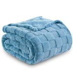 NEWCOSPLAY Super Soft Throw Blanket Blue Premium Silky Flannel Fleece 3D Checkered Lightweight Bed Blanket All Season Use (Blue Checkered, Throw(50"x70"))