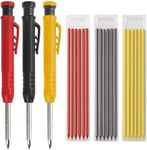 Mechanical Carpenter Pencils Set, Solid Deep Hole Woodworking Pencils Marker Marking Tools, Built in Extended Needle-Nose Tipfor Construction Workers, Metal Work, Welders, Plumbers, Framers (6 PCS)