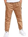 easyforever Kids Boy's Cargo Joggers Pants Athletic Sports Cuffed Dungarees Trousers Bottoms Overalls Sweatpants Khaki 13-14 Years