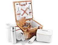 Wicker Picnic Basket for 2 - Luxury Fitted Picnic Hamper Set with Insulated Cooler, Porcelain Plates, Fleece Blanket - Picnic Basket for Celebrations, Birthdays and Families, from Regency Hampers