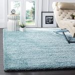 Kismat Carpet Handmade 2 Inch Pile Height Super Soft Touch Export Quality Plain Shag Carpets For Home Size 2X5 Feet Color Sky Blue, Rectangular, 5.08 cm