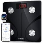 RENPHO Body Fat Scale 500lbs, Smart BMI Scale Digital Bathroom Wireless Weight Scale, Elis 1 Body Measurements with Smartphone App sync with Bluetooth (Black, 11.8"/300mm)