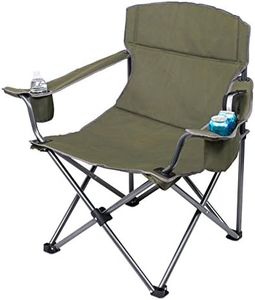 Internet's Best XL Padded Camping Folding Chair - Cooler Bag - Outdoor - Green - Sports - Insulated Cup Holder - Heavy Duty - Carrying Case - Beach - Extra Wide - Quad