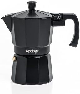 Sipologie Roma Moka Pot Espresso Maker, 180ml, Classic Italian Brewing for Strong and Flavourful Coffee, Premium Grade Aluminium Stovetop Percolator, Black