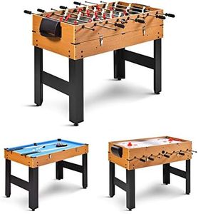 GYMAX 3 in 1 Game Table, 49 in Multi Game Table with Foosball Hockey & Billiards, Competition Sized Combo Game Table for Home, Game Room, Bar, Party, Club (Natural)