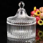 FOMQUAZLI UXILARO Crystal Jar with Crystal Lid, Suitable as A Candy Dish, Cookie Tin, Biscuit Barrel,Decorative Candy Jar Sugar Bowl for Home Office 320ML