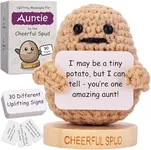 Got you a little something Positive Potato - Cute Knitted Crochet Holding 30 Empowering Signs - Uplifting Gift Idea for Men and Women