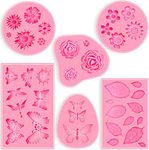 Jubilant Silicone Non-Stick Fondant Molds Mini Flower Butterfly Rose Theme Clay Molds For Cake Decoration (Size: Medium)(Color: Pink), 10.2 x 6.2 x 1.3 Centimeters