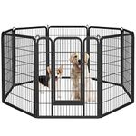 costoffs 8 Panel Dog Playpen 80 x 100 cm Extra Large Pet Puppy Pen for Small Animals Rabbit Duck Cat Indoor/Outdoor Black