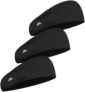 Tough Headwear Sport Headbands for Men - Workout Headbands for Women - Running Headband -Tennis Athletic Sweatband - 3 Black