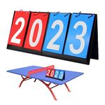 YURINWOO 4 Digit Flip Scoreboard, Pool Scoreboard, Tabletop Scoreboard Numbers Slot, Basketball Scoreboard, Multi Sports Score Scoreboard for Badminton Volleyball Football Sports, Blue and Red