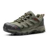 NORTIV 8 Men's Low Top Waterproof Hiking Boots Outdoor Lightweight Shoes Backpacking Trekking Trails 160448_Low Army Green Black Orange Size 9 US/8 UK