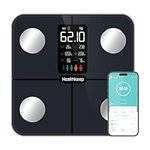 Healthkeep Body Fat Scale with Large VA Display, 15 Body Datas with Heart Rate, Smart Weight Scale Compatible with iOS & Android, Max 400lb/180kg, 28cm, Navy Blue