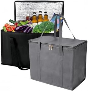 Large Insulated Cooler Bag,2 Pcs Reusable Insulated Grocery Bag,40 x 26 x 33 cm Leak Proof Insulated Shopping Bags,with Bottom Plate Foldable Tote Bags Insulated Food Delivery Bag,Travel Cooler Bag