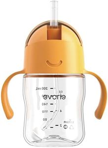 Evorie Tritan Weighted Straw Sippy Cup with Handles for Baby and Toddlers, Spill Proof Baby Water Bottle with Straw for 6 Months and up, 7 Oz, Infant Training Water Bottle (Apricot Yellow)